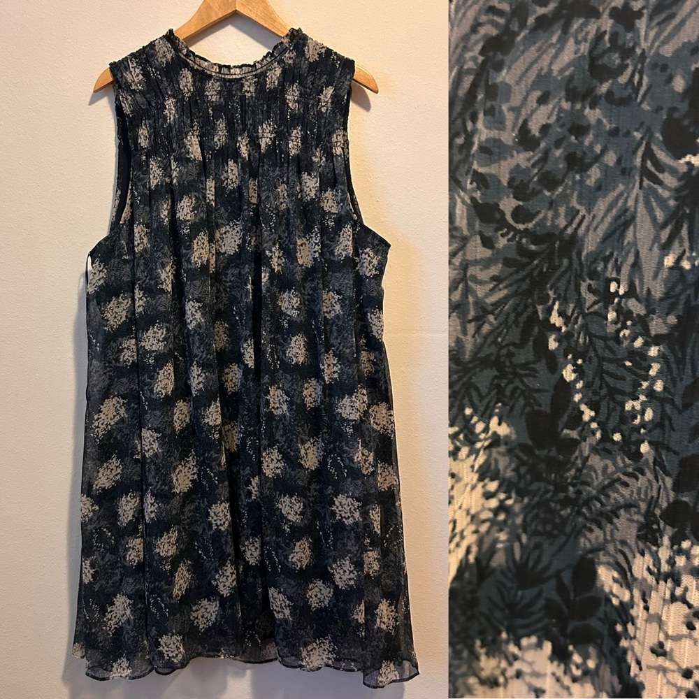 Joie Women’s 2XL Navy Floral Print Knee Length Sleeveless Dress